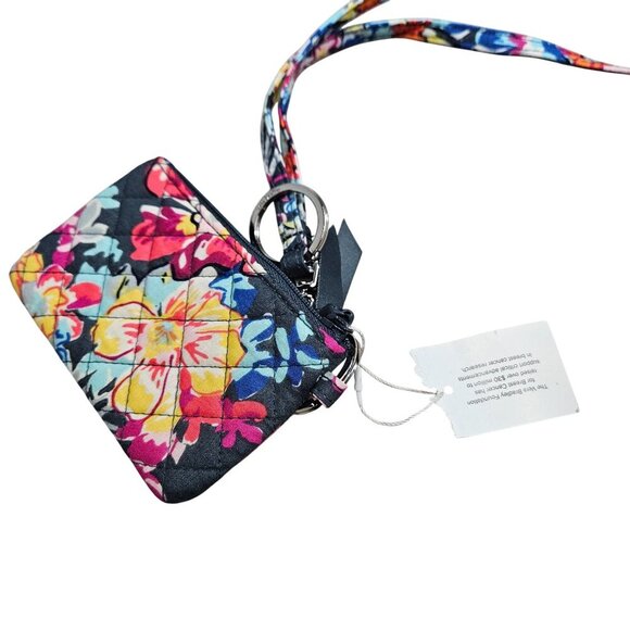 Vera Bradley NWT Wristlet Floral‎ ID Card Holder Lanyard Multicolor Zip Pouch - Picture 2 of 7